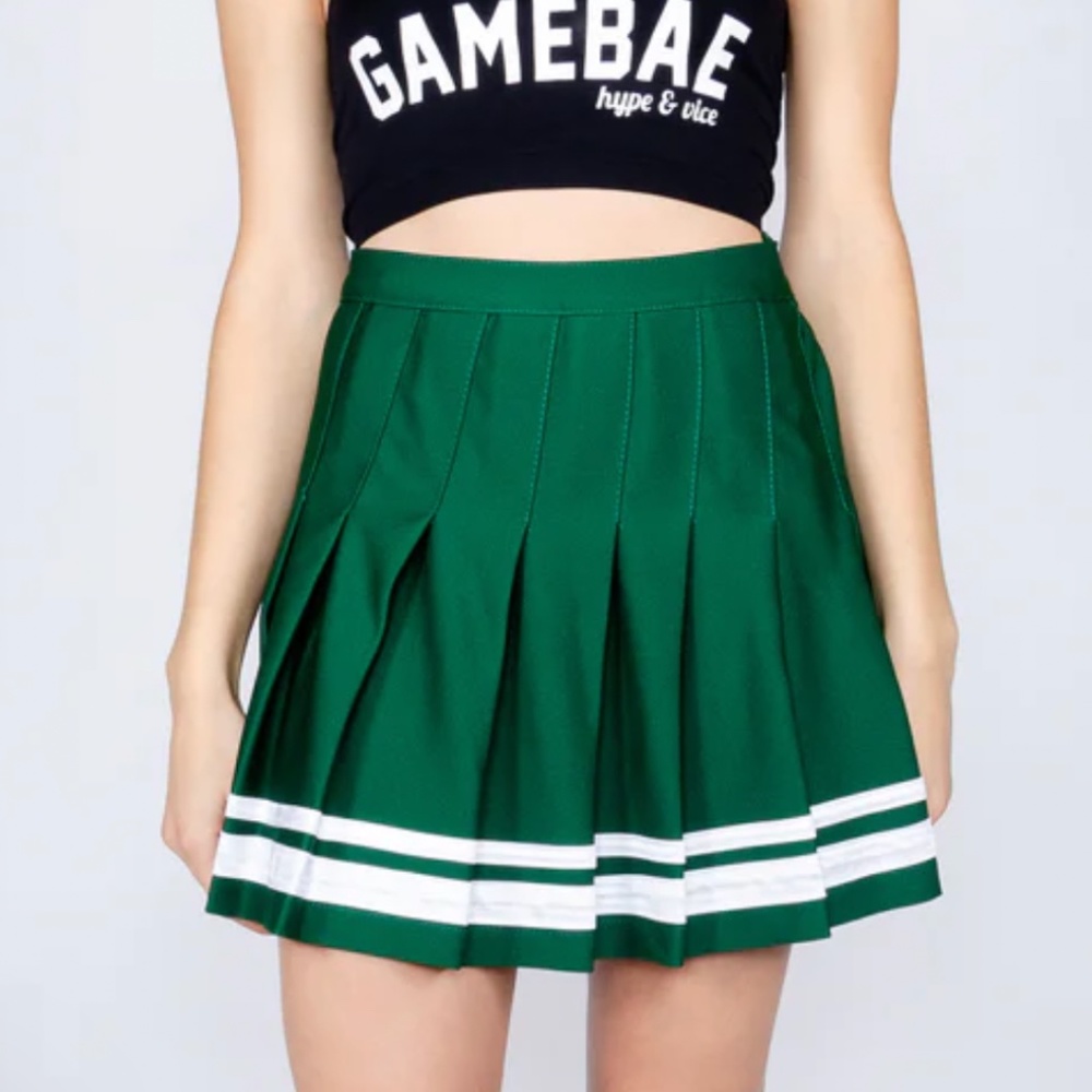 Green and White Tennis Skirt